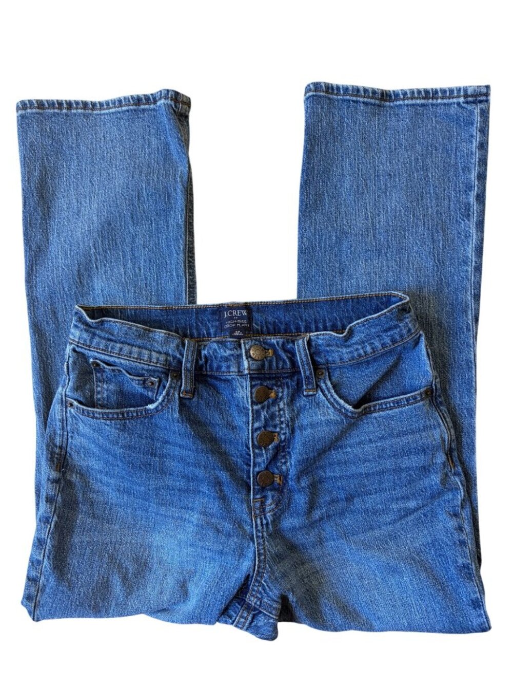 J.Crew Y2K High Rise Crop Flare Button Fly Jeans Womens 28 Minimalist CasualChic